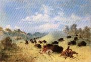 George Catlin Comanche Indians Chasing Buffalo with Lances and Bows china oil painting reproduction